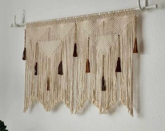 Decoración de TV superior - Arte de pared de macramé para sala de estar