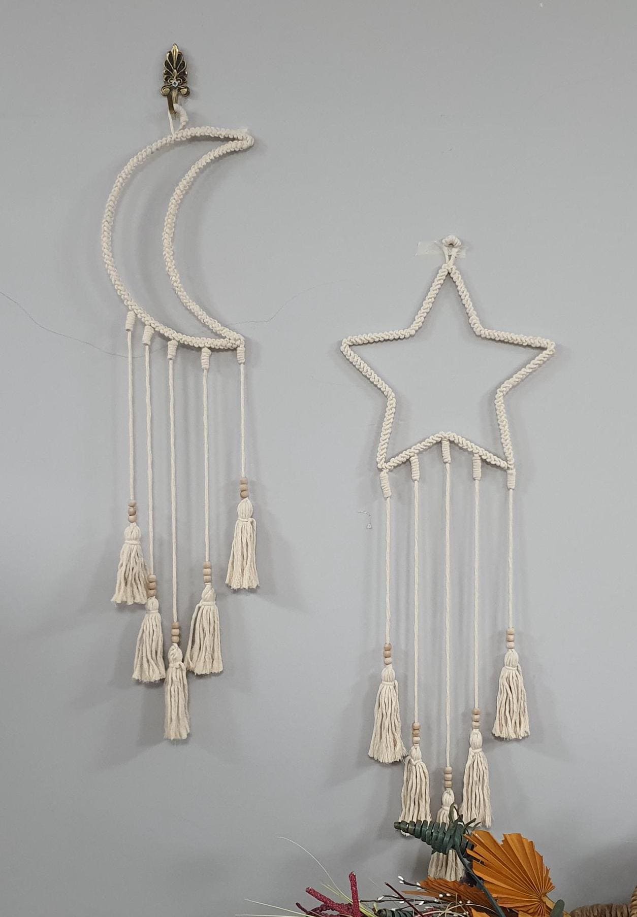Macrame Star Moon Wall Hanging: Boho Nursery Decor