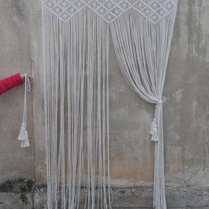 Cortina de cuentas, cortinas de macramé para puerta, decoración bohemia para el hogar. imagen 9