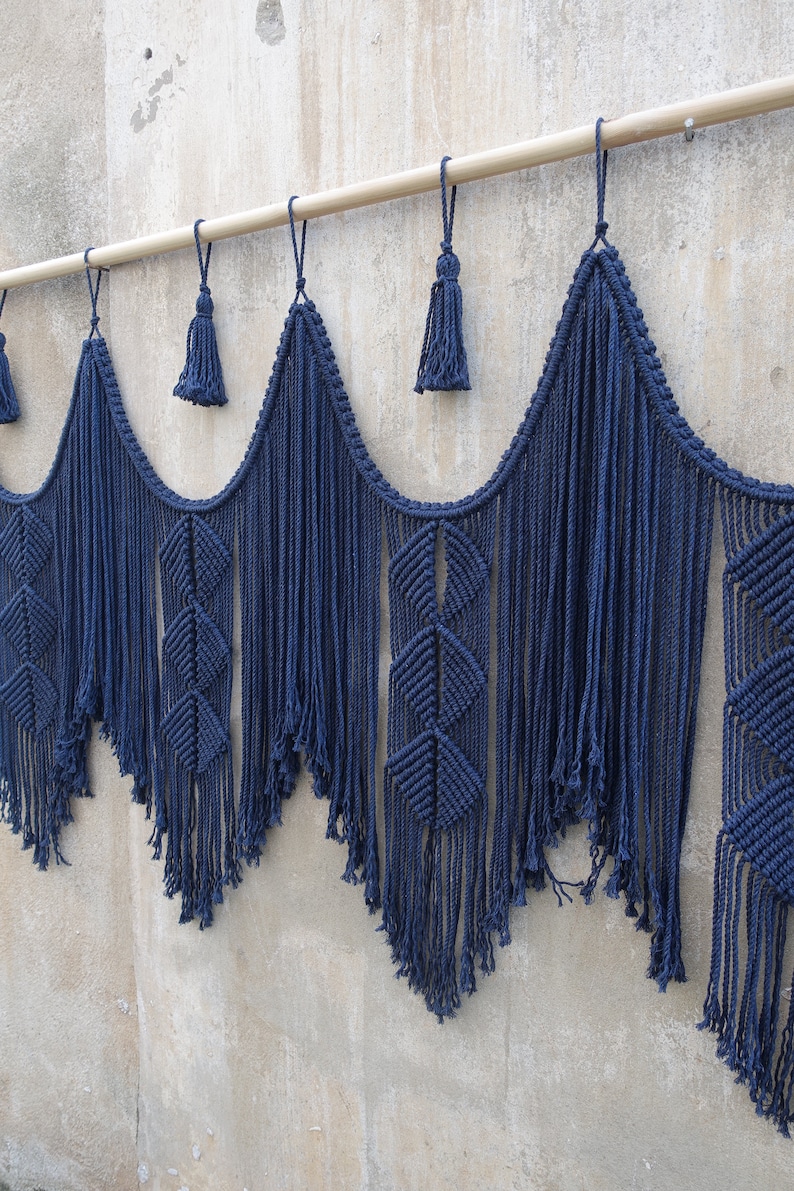 Navy blue Macrame wall hanging macrame headboard Home Decor Etsy