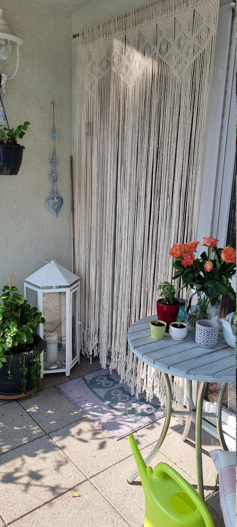 Cortina de cuentas, cortinas de macramé para puerta, decoración bohemia para el hogar. imagen 8