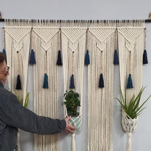 Kitchen Curtain with Plant Holders Custom size and colors hanging