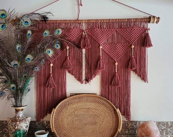 Macrame headboard, boho wall hanging, woven tapestry