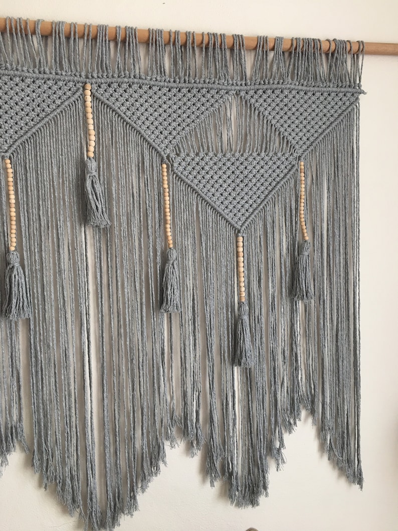 Gray Macrame Wall Hanging Large Grey Wall Decor Etsy