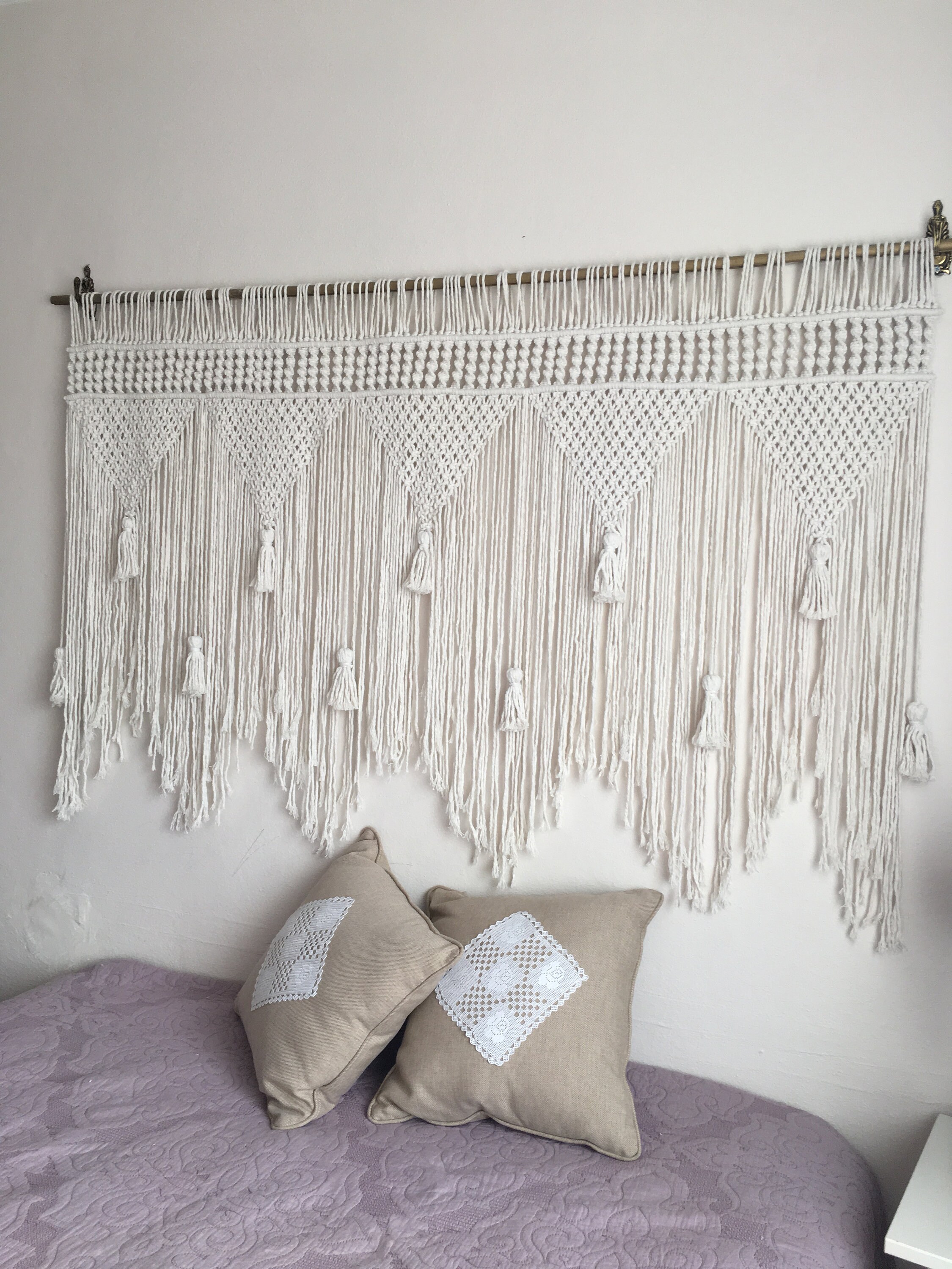 Large Macrame Wall Hanging Headboard Bohemian Home Decor Etsy