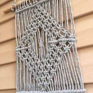 Gray wall decor, macrame wall hanging, woven tapestry, gray home decor, gray wall tapestry image 3