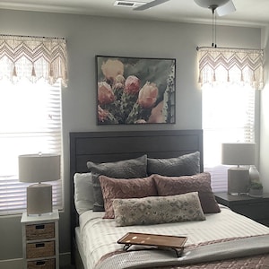 Macrame Valance, Window Curtain, Geometric boho home decor