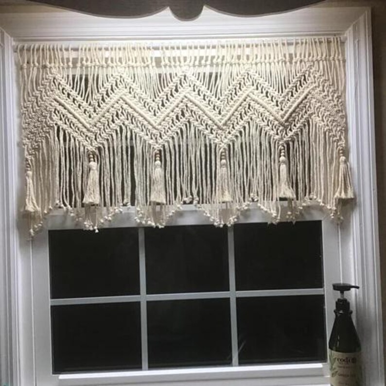 Makramee Fenster Volant - Boho Vorhänge für Wohnzimmer, Küchendekor Bild 15