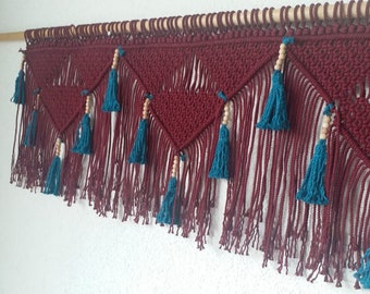 Macrame window valance, macrame curtain