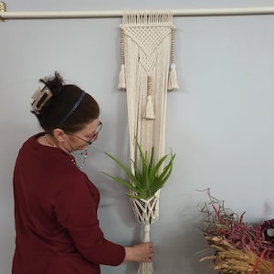 Macrame Plant Hanger: Cotton Rope, 50-inch Hanging Planter