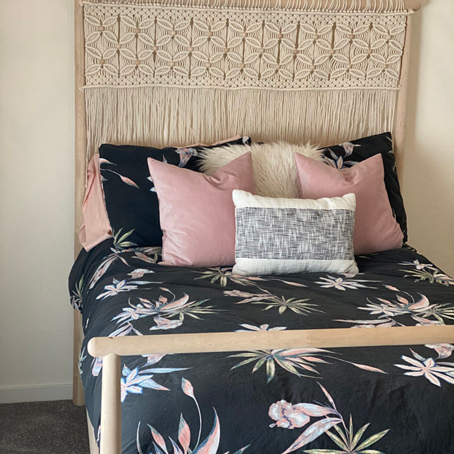 Wall tapestry Over bed art macrame headboard modern woven Etsy