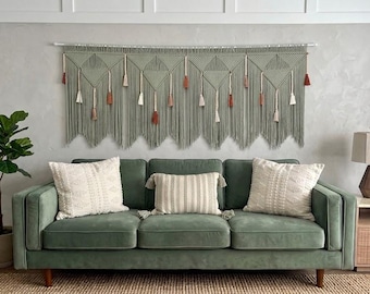 Oversize Macrame Wall Hanging: Triangle Boho Fiber Art