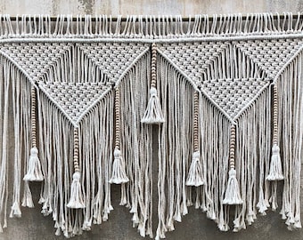 white macrame wall hanging, Bohemian Home Decor