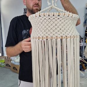 boho fringe chandelier lighting, macrame lamp shade, lampshade lantern ceiling hanging decor