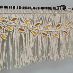 Leaf Macrame Valance: Short Window Curtain