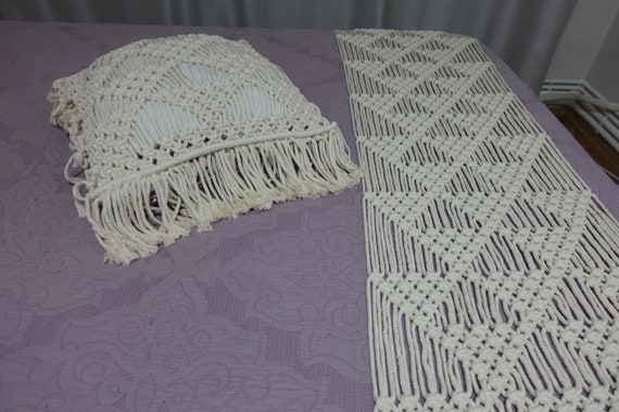 Bed Runner And Matching Pillow Bedroom Decoration Macrame Etsy