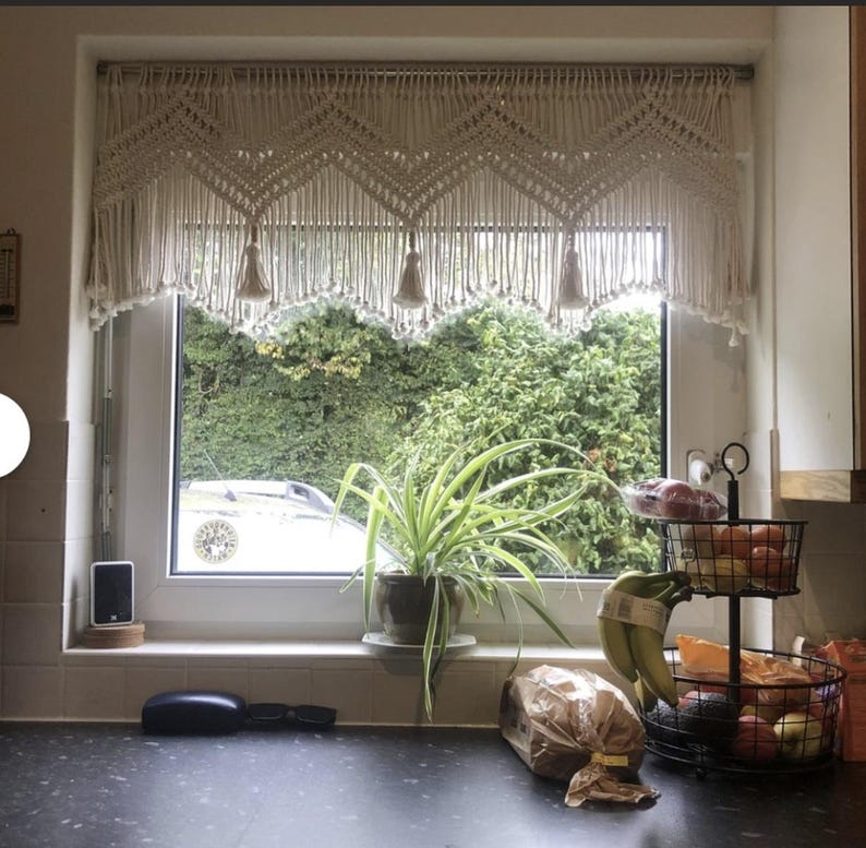 Makramee Fenster Volant - Boho Vorhänge für Wohnzimmer, Küchendekor Bild 13