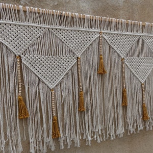 Breiter Makramee Wandbehang, Boho Kopfteil, Schlafzimmer Wandteppich,