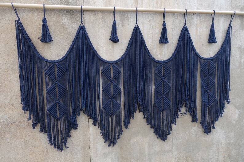 Navy blue Macrame wall hanging macrame headboard Home Decor Etsy