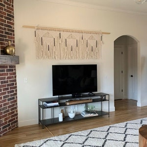 Earthy living room decor Natural home macrame Large wall hanging, black white home, woven wall tapestry