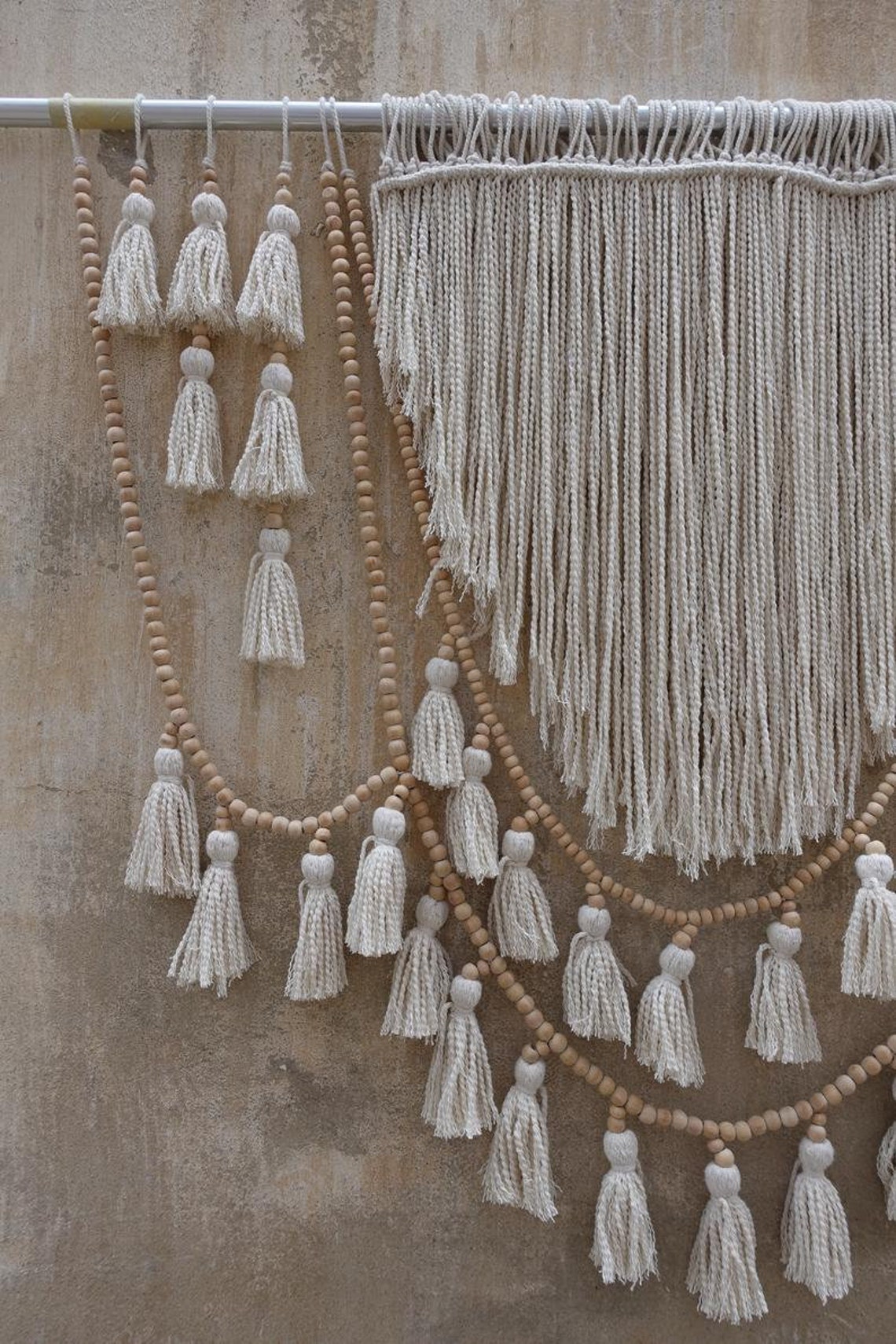 Tassel wall decorations wood bead garland tassels hanging Etsy