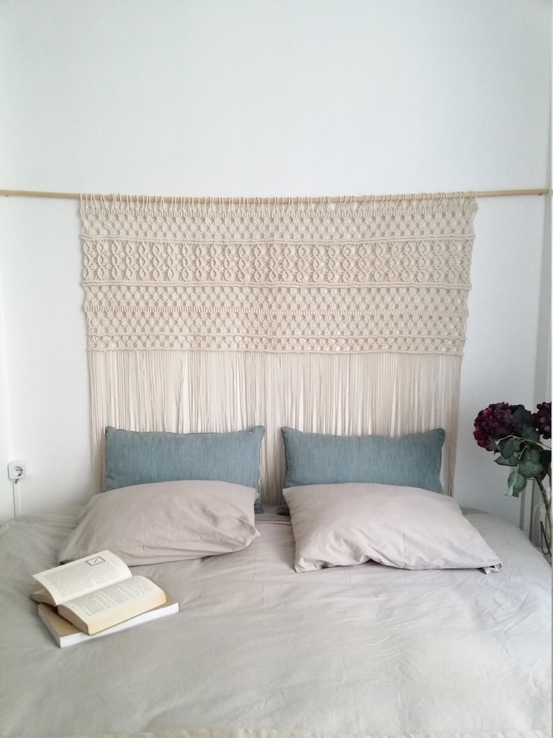macrame wall hanging, wedding backdrop, bohemian curtains, boho home decor bedroom headboard image 8