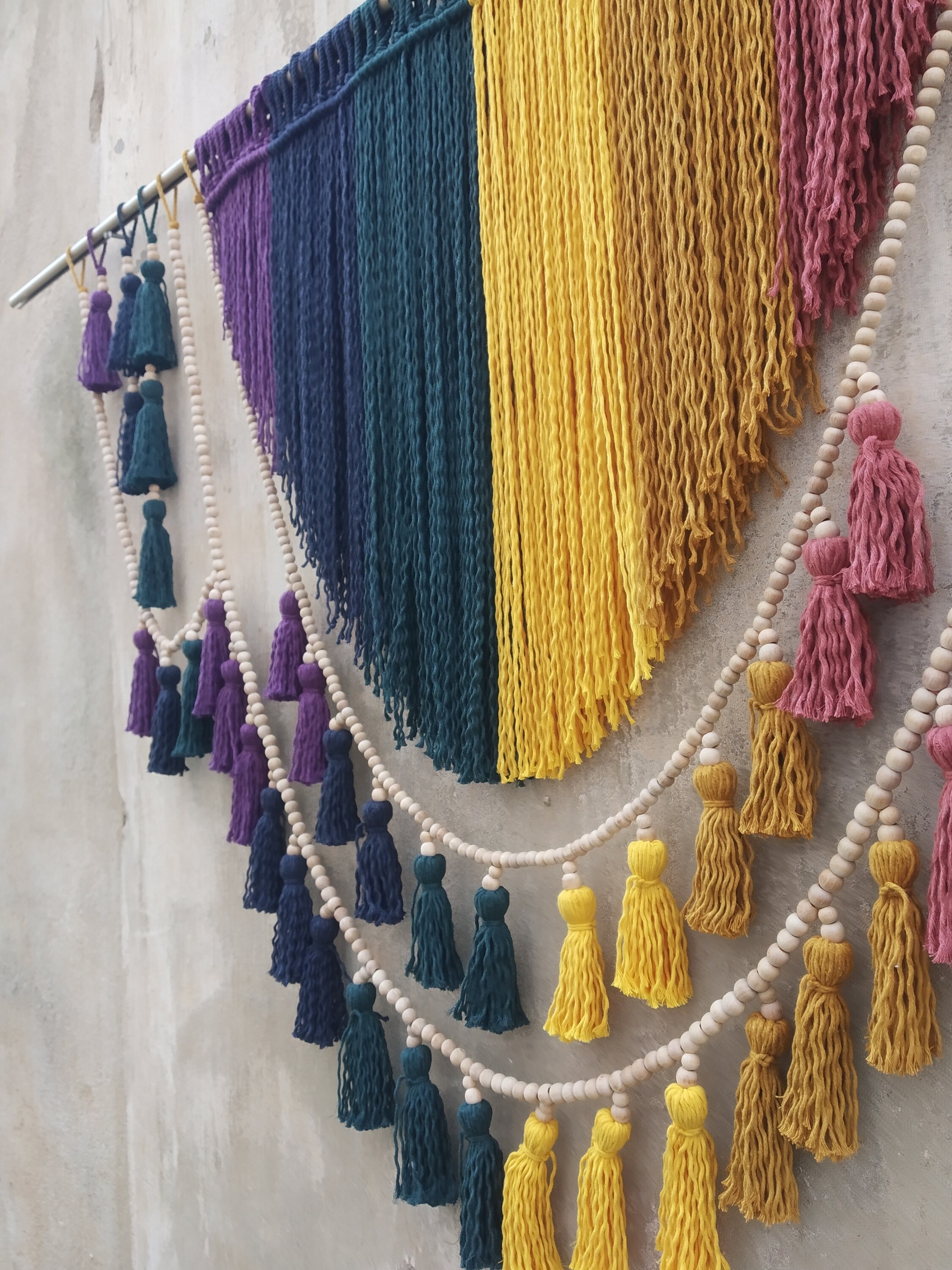 Rainbow Wall Art Tassels Wall Hanging Boho Wedding Etsy UK