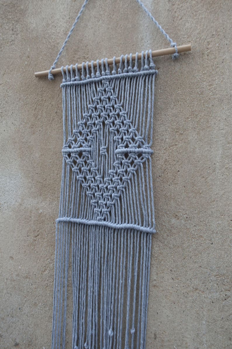 Gray wall decor, macrame wall hanging, woven tapestry, gray home decor, gray wall tapestry image 8