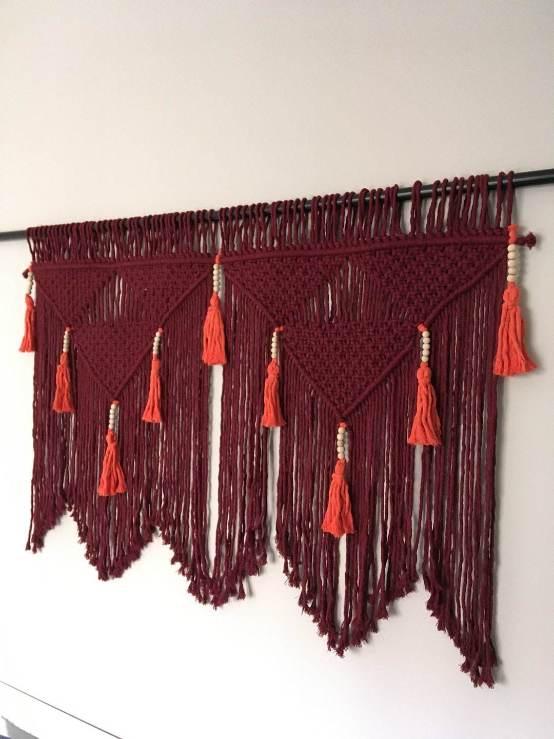 Dark Red Macrame Wall Hanging, Maroon Home Decor - Etsy