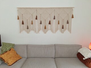 GOGLAM Arazzo Da Parete In Macramè Bohémien – Decorazione Con Sole E Acchiappasogni Colorato, Fatto A Mano, 60x30 Cm Per Soggiorno