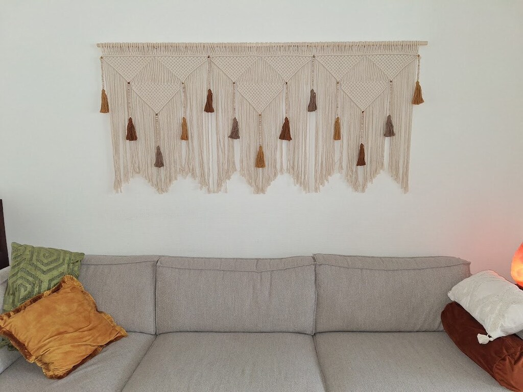 GOGLAM Arazzo Da Parete In Macramè Bohémien – Decorazione Con Sole E Acchiappasogni Colorato, Fatto A Mano, 60x30 Cm Per Soggiorno