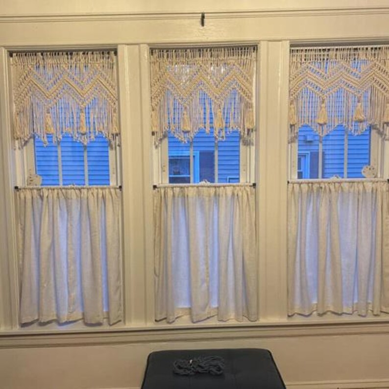 Makramee Fenster Volant - Boho Vorhänge für Wohnzimmer, Küchendekor Bild 17