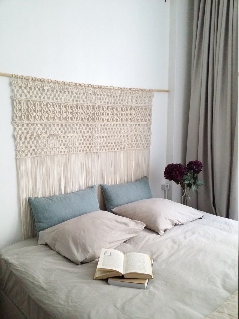 macrame wall hanging, wedding backdrop, bohemian curtains, boho home decor bedroom headboard image 4