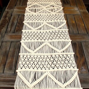 Macrame Table Runner, Kitchen Decor, Handmade Wedding Runner, Rustic Home Decor, Brides Table Decoration image 1