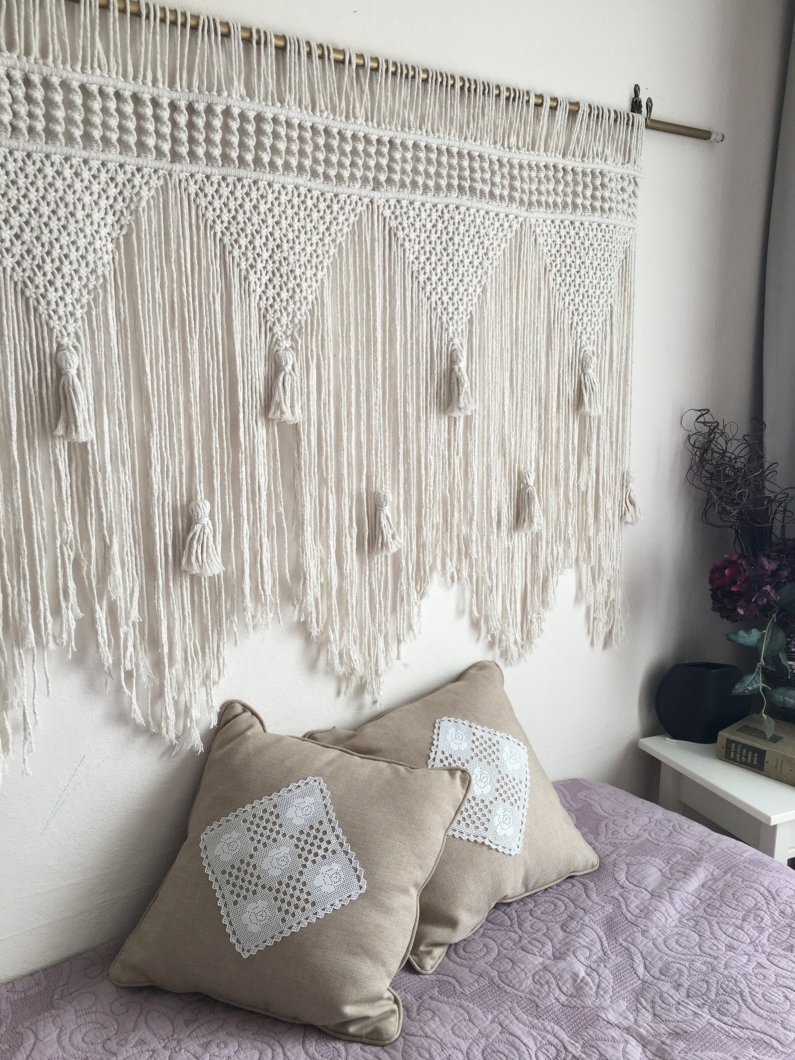 Large Macrame Wall Hanging Headboard Bohemian Home Decor Etsy