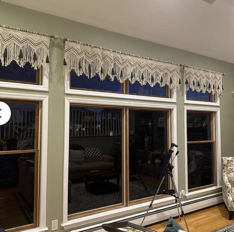 Makramee Fenster Volant - Boho Vorhänge für Wohnzimmer, Küchendekor Bild 19