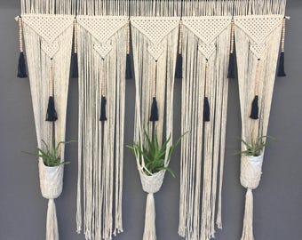 Macrame Plant Hanger: Large Cotton Hanging Planter with Tassels