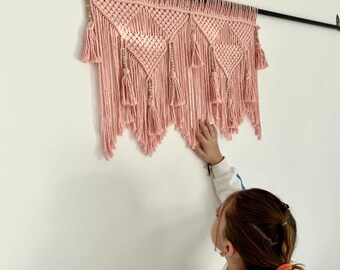 boho kids decor, macrame small wall hanging with tassels