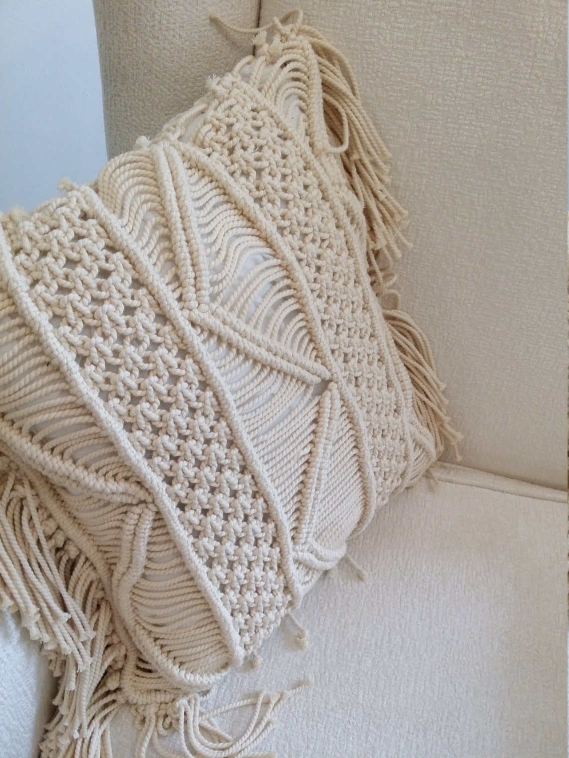 Macrame Pillow Cover Pillow Case Square Macrame Pillow Boho Etsy UK