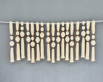 macrame wall hanging, textured wall decor, wrapped rope textile art