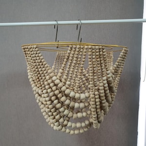 Wood Beaded Chandelier: Boho Ceiling Decor (19x12 inches)