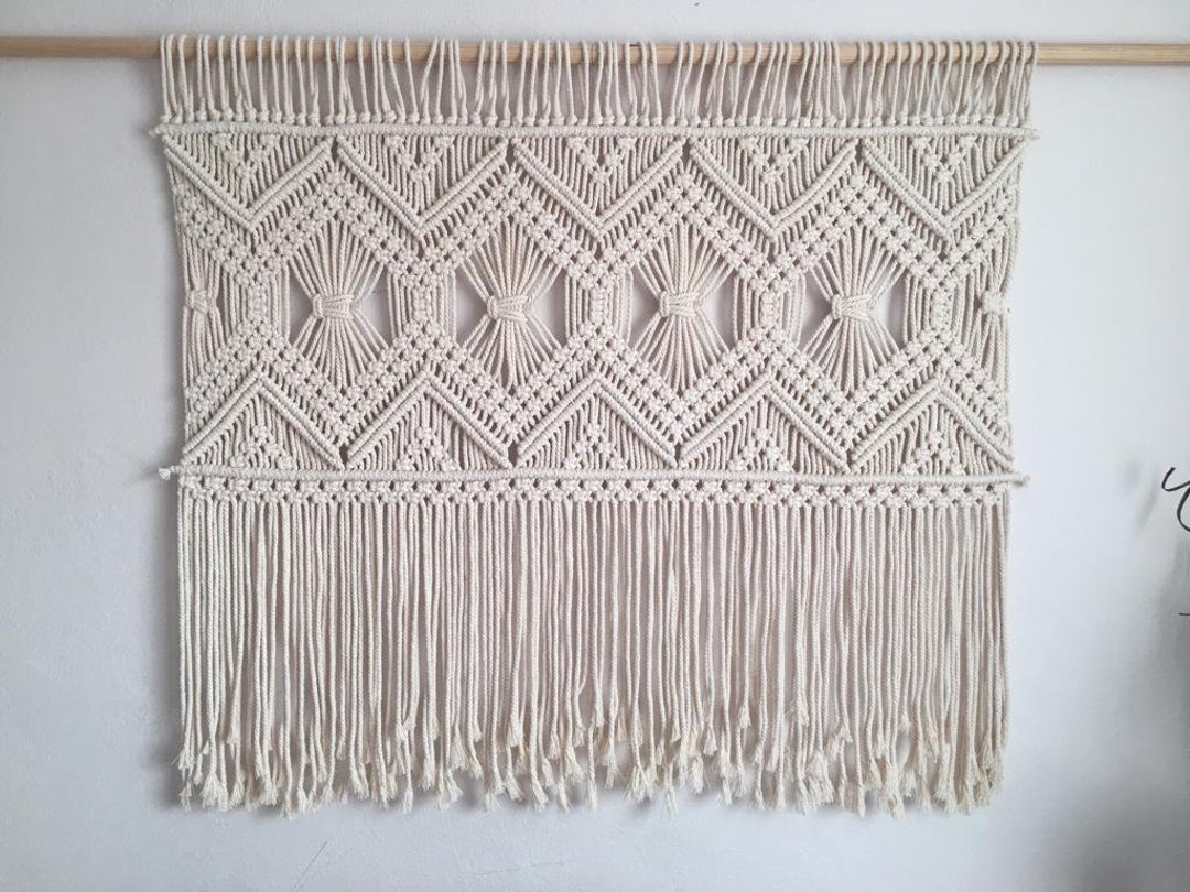 ZNKZJ Arazzo da Parete in macramè Boho Decor,Arazzi Tinti Fatti a Mano Filo di Cotone Macrame Decorazione murale Art Decorazione Domestica per Soggiorno di Appartamento,A_50x40cm