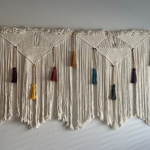 Macrame Multi colored hanging art,  tassels nursery wall decor, boho kids room decoration