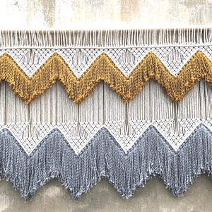 wide macrame wall hanging, textile wall art, fiber boho decor