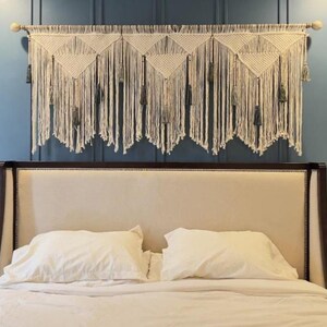 Macrame Over Bed Wall Art – Large Bedroom Tapestry, Living Room Hanging