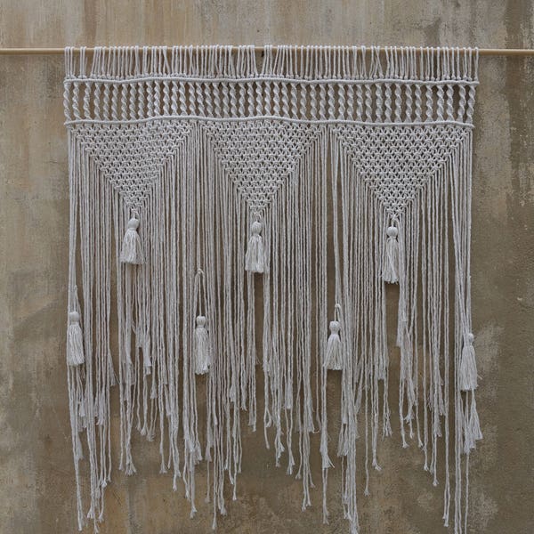 Large macrame wall hanging, single bed headboard wall art