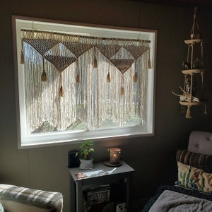 window treatment macrame boho valance with tassels