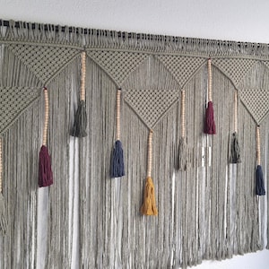 Large macrame wall hanging, boho bedroom tapestry headboard, textured wall art