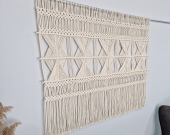 Large Macrame Tapestry: Boho Woven Wall Hanging (50x43 inch)