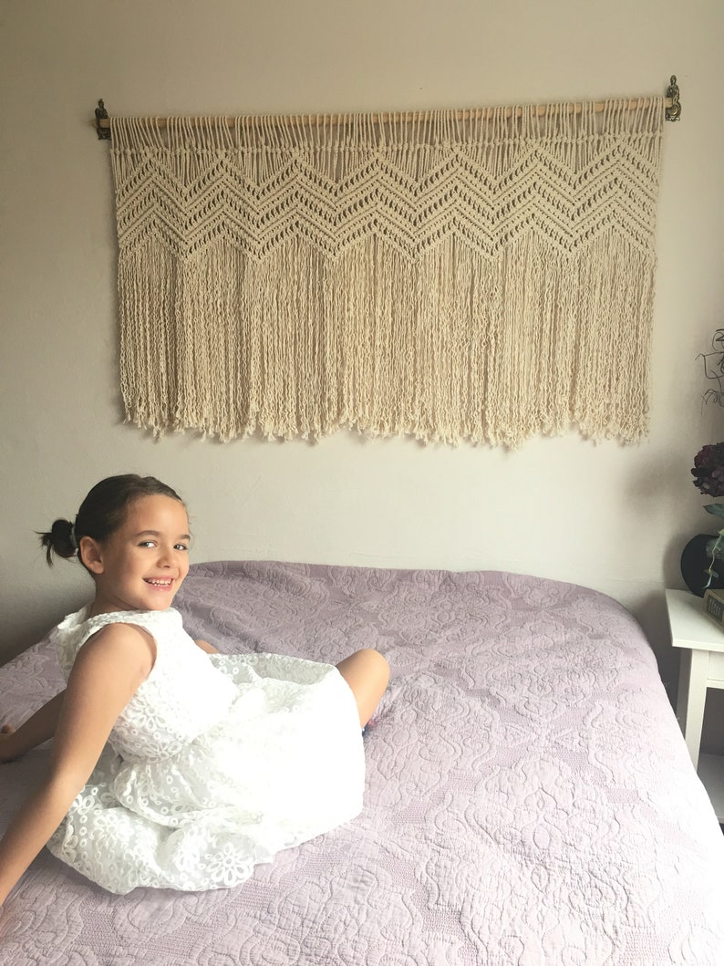 Macrame Wall Hanging Above Bed Art Boho Macrame Curtain Etsy